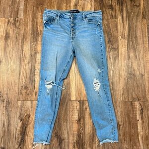 Distressed Skinny Blue Jeans